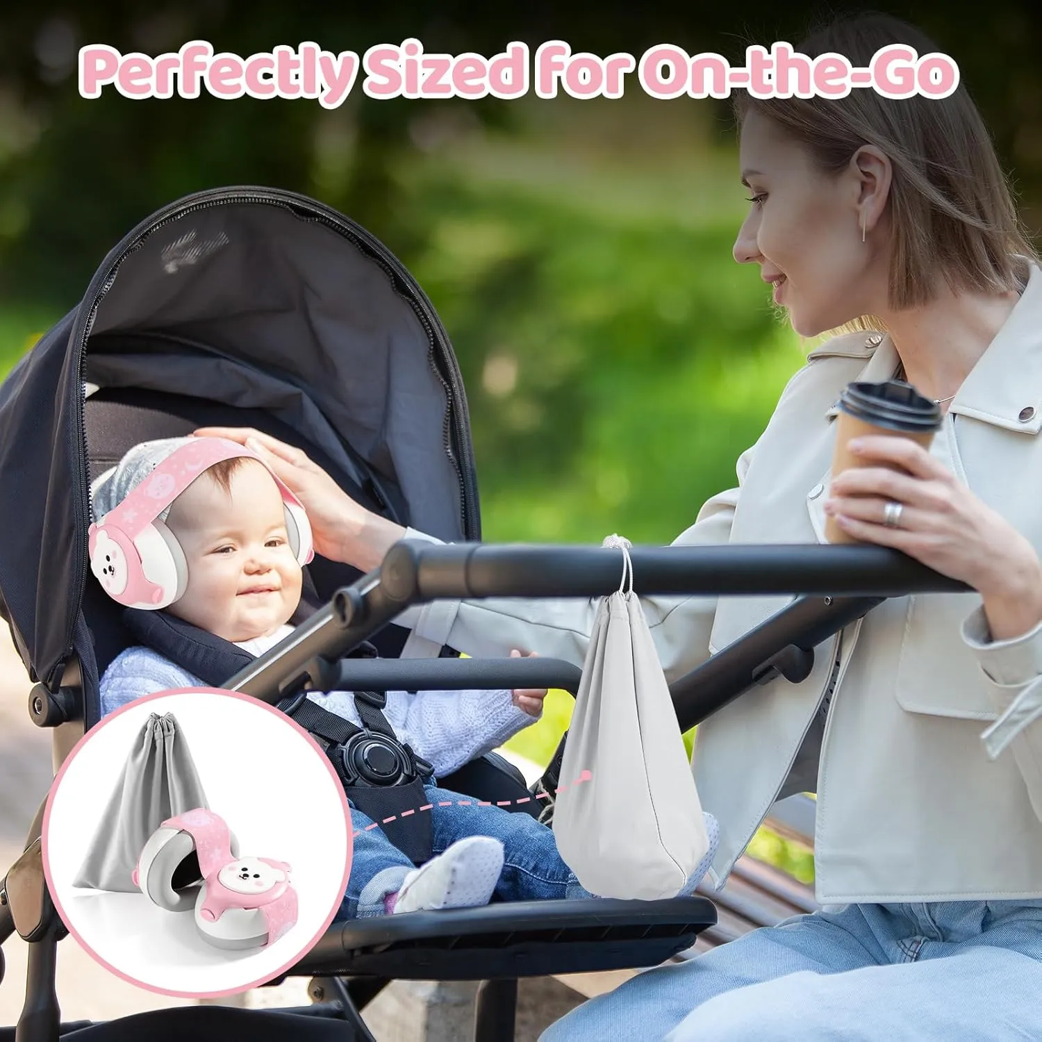 Baby Ear Protection,Bear Baby Headphones Noise Cancelling for Infant Hearing Protection Ages 0-36 Month,25dB NRR Infant Earmuffs,Ideal Travel Essentials for Airplane/Sleep/Plane/Noisy Event Pink