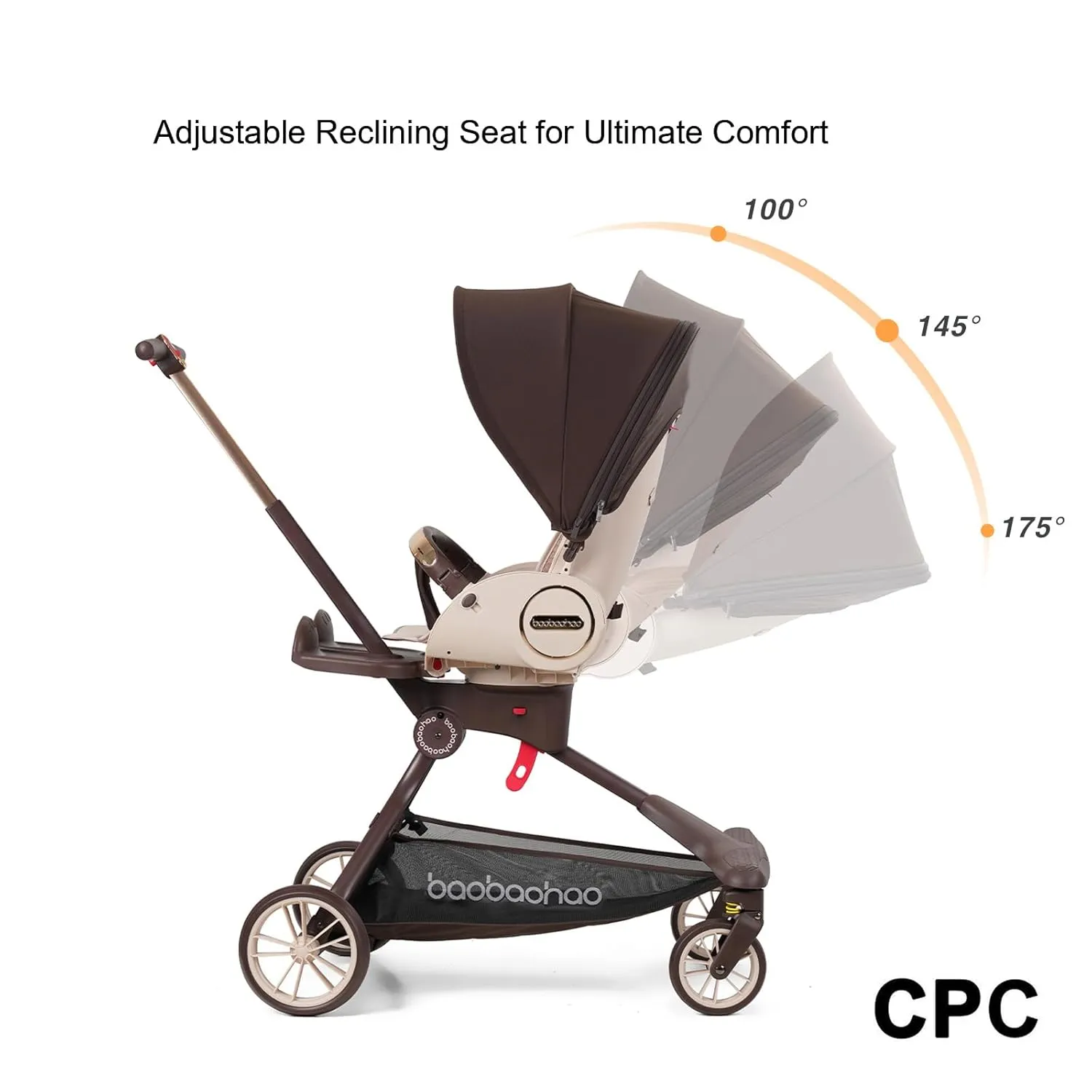 Baby Stroller Lightweight,High Landscape 360°Reverse,Adjustable Backrest Canopy,Foldable,Sit and Stand,Storage Basket,5-Point Harness,Stroller Wagon for Infant Newborn Toddler Brown