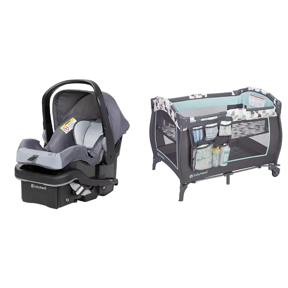 Baby Trend EZ-Lift 35 Plus Infant Car Seat, Ultra Grey & Trend-E Nursery Center Playard, Doodle Dots