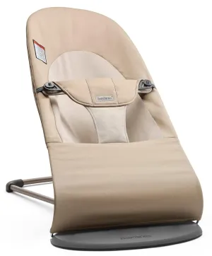 BabyBjörn Bouncer Balance Soft, Khaki/Beige, Woven | 2-in-1 Adjustable Baby Bouncer Seat and Toddler Chair, Newborn to Toddler (8-29 lbs), 4 Positions, Lightweight & Portable