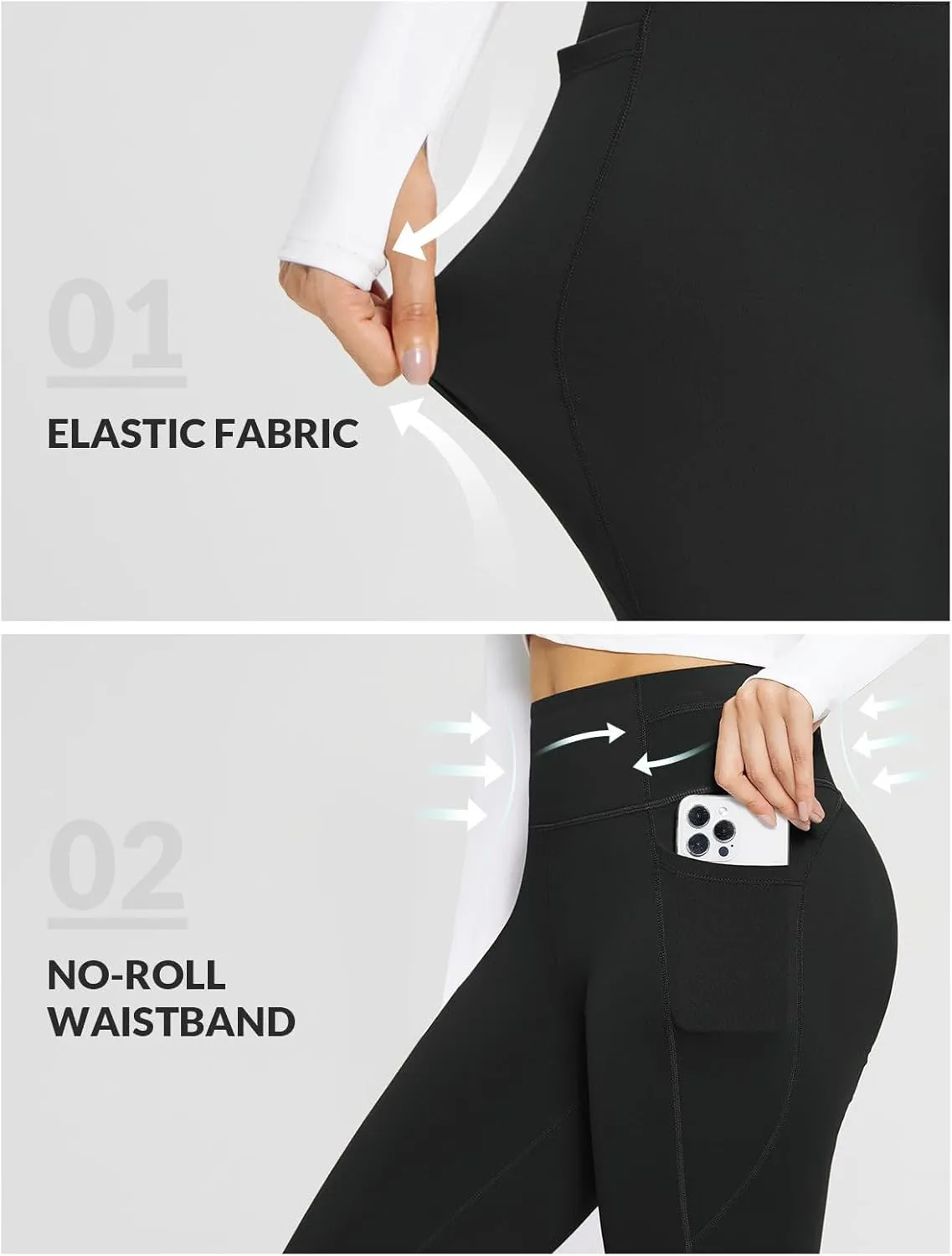 baleaf Women's High Waisted Fleece Lined Leggings Workout Gym Pants with Pockets Thermal Winter Cold Weather