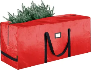 BALEINE 9 ft Christmas Tree Storage Bag, Heavy Duty Extra Large Artificial Christmas Tree Bag with Reinforced Handles and Dual Zippers Wide Opening (Red, 9 ft)