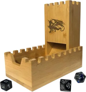 Bamboo Dice Tower | Special Edition Wooden Rolling Case | Perfect for DM's, Mini Games, RPG Players, DND, Dungeons and Dragons | Foldable Handcrafted Wood Die Roller Castle | Collapsible Chest