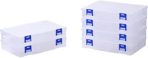 BangQiao 6 Pack Fixed 12 Grids Clear Plastic Storage Divider Box with Lid, Stackable Transparent Compartment Container Organizer Case for Seed Bead, Tiny Button, Small Parts, Art&Craft Supplies