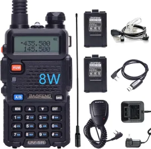 BAOFENG UV-5R 8W Ham Radio Handheld 2 Way Radio Long Range Dual Band VHF UHF Rechargeable Amateur Portable Walkie Talkie for Adults Hiking Hunting Camping Skiing Trip, Chirp Compatible