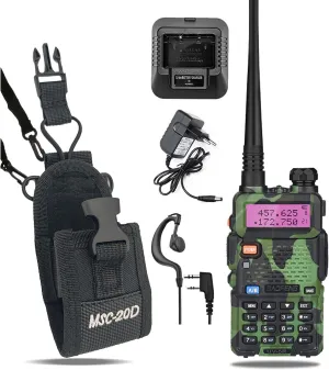 Baofeng UV-5R walkie-Talkie Set, VHF/UHF Dual-Frequency Multi-Function Remote Control Amateur Two-Way walkie-Talkie 1, Additional Clothing Bag 1, Hiking Headset 1 (Camouflage)