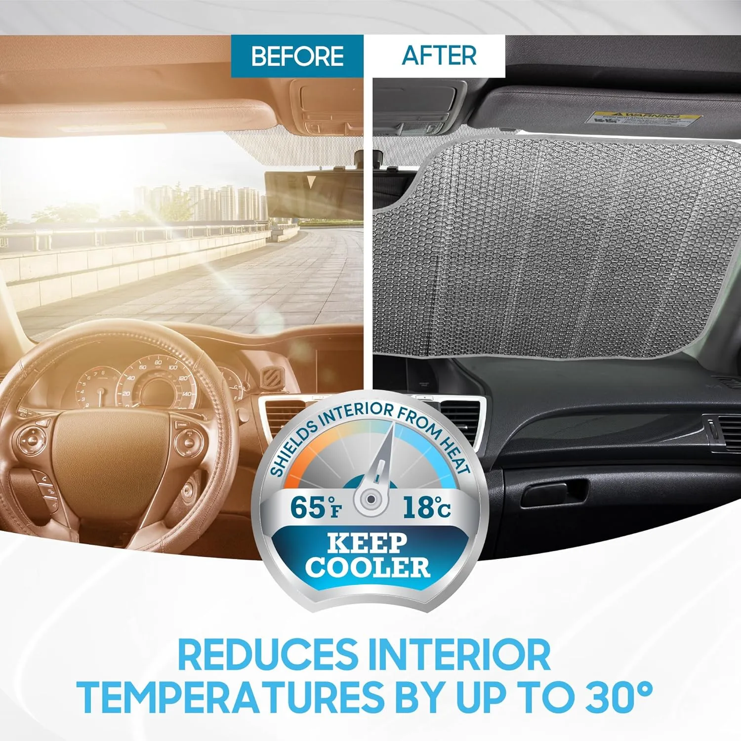 BDK Lavender Shine Car Windshield Sun Shade Accordion Folding Sunshade, Blocks UV Rays Sun Visor, Front Window Protector - Easy Setup Keeps Your Vehicle Cool - 57 x 27 inches