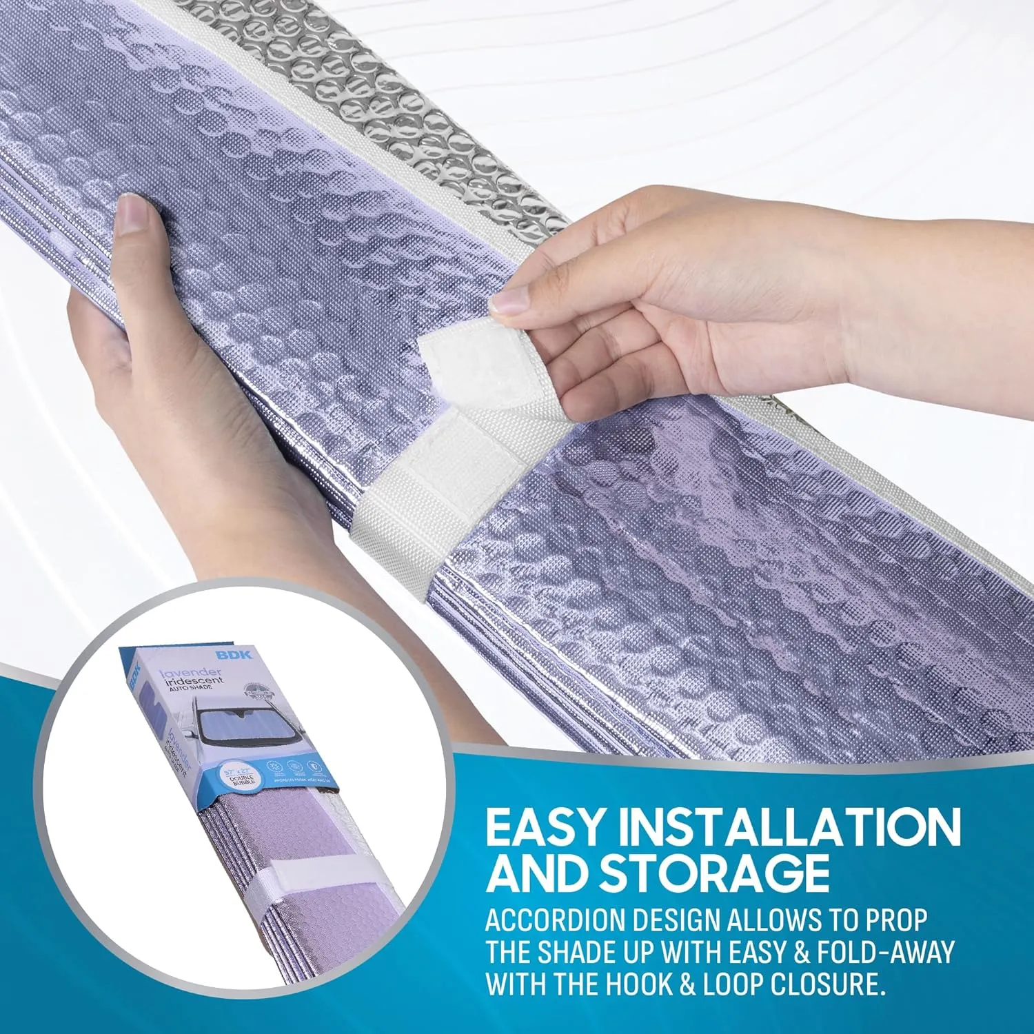 BDK Lavender Shine Car Windshield Sun Shade Accordion Folding Sunshade, Blocks UV Rays Sun Visor, Front Window Protector - Easy Setup Keeps Your Vehicle Cool - 57 x 27 inches