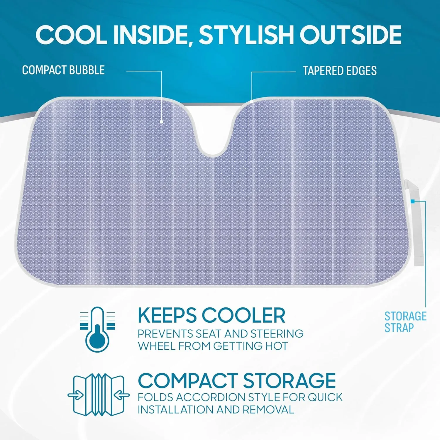 BDK Lavender Shine Car Windshield Sun Shade Accordion Folding Sunshade, Blocks UV Rays Sun Visor, Front Window Protector - Easy Setup Keeps Your Vehicle Cool - 57 x 27 inches