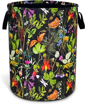 Beautiful Plants Flowers Laundry Basket Oxford Cloth Laundry Hamper With Handle Foldable Portable Clothes Storage Basket 18.9 X 16.5 In Storage Bag For Laundry Room/Bathroom/Bedroom/Dormitories