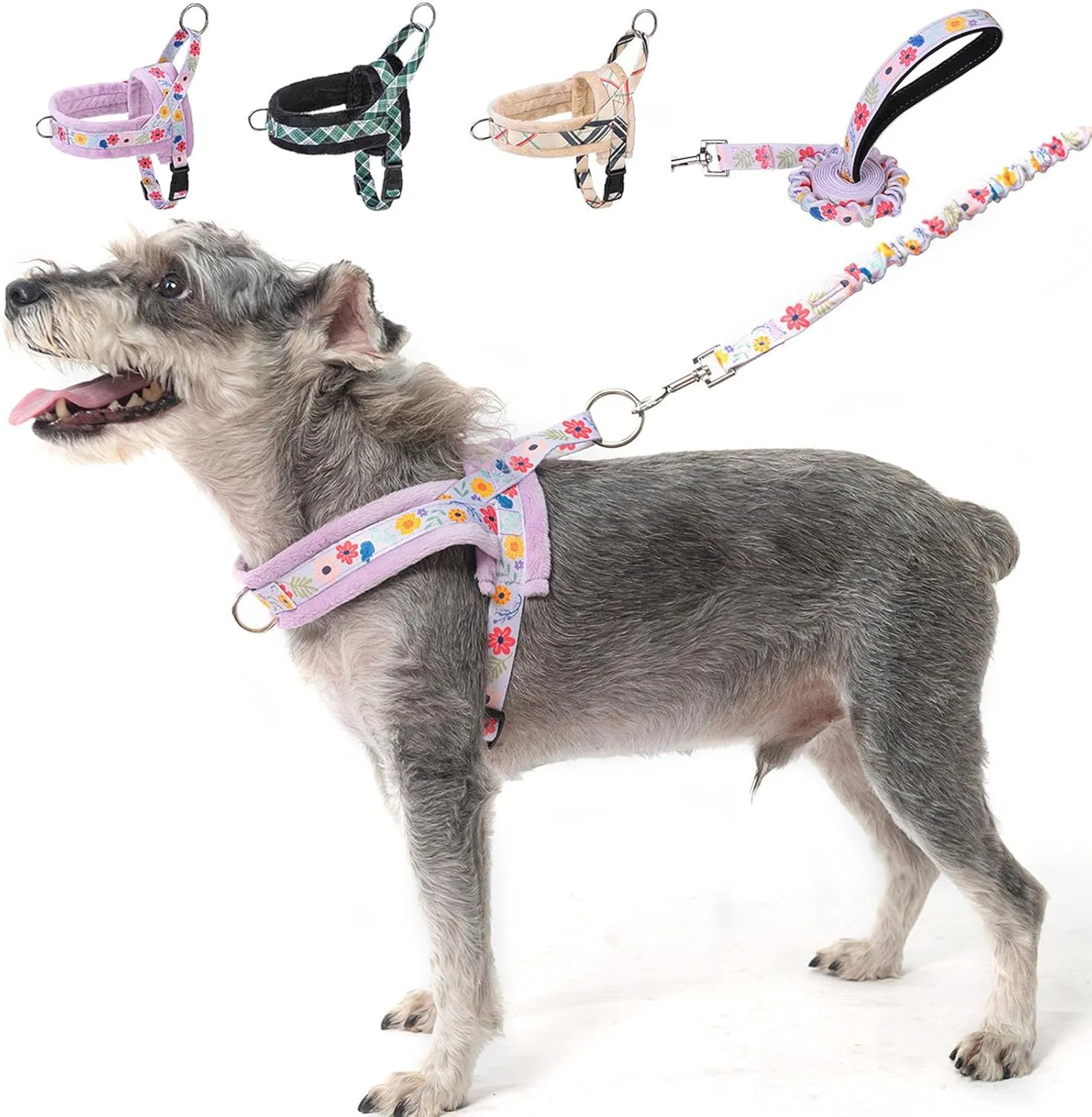 BEAUTYZOO No Pull Small Dog Harness and Leash Set, Soft Puppy Vest Harness with Handle Escape Proof & Easy Walk, Lightweight Dog Winter Harness Chest Adjustable for Girl Boy Dogs 22-33 lbs, Purple M