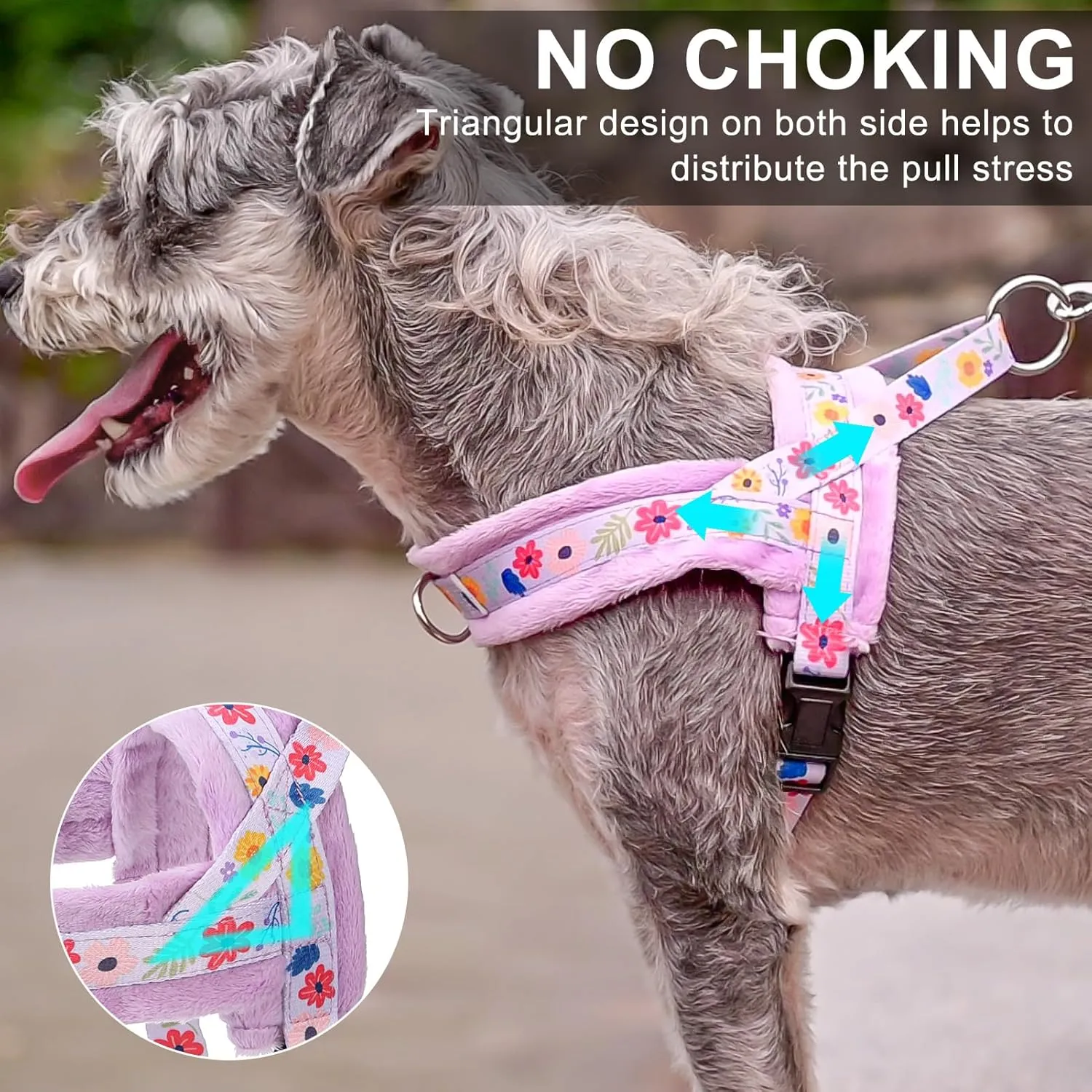 BEAUTYZOO No Pull Small Dog Harness and Leash Set, Soft Puppy Vest Harness with Handle Escape Proof & Easy Walk, Lightweight Dog Winter Harness Chest Adjustable for Girl Boy Dogs 22-33 lbs, Purple M