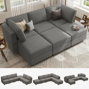 Belffin Modular Sectional Sleeper Sofa Couch Convertible Sectional Sofa Bed Couch. Light Grey