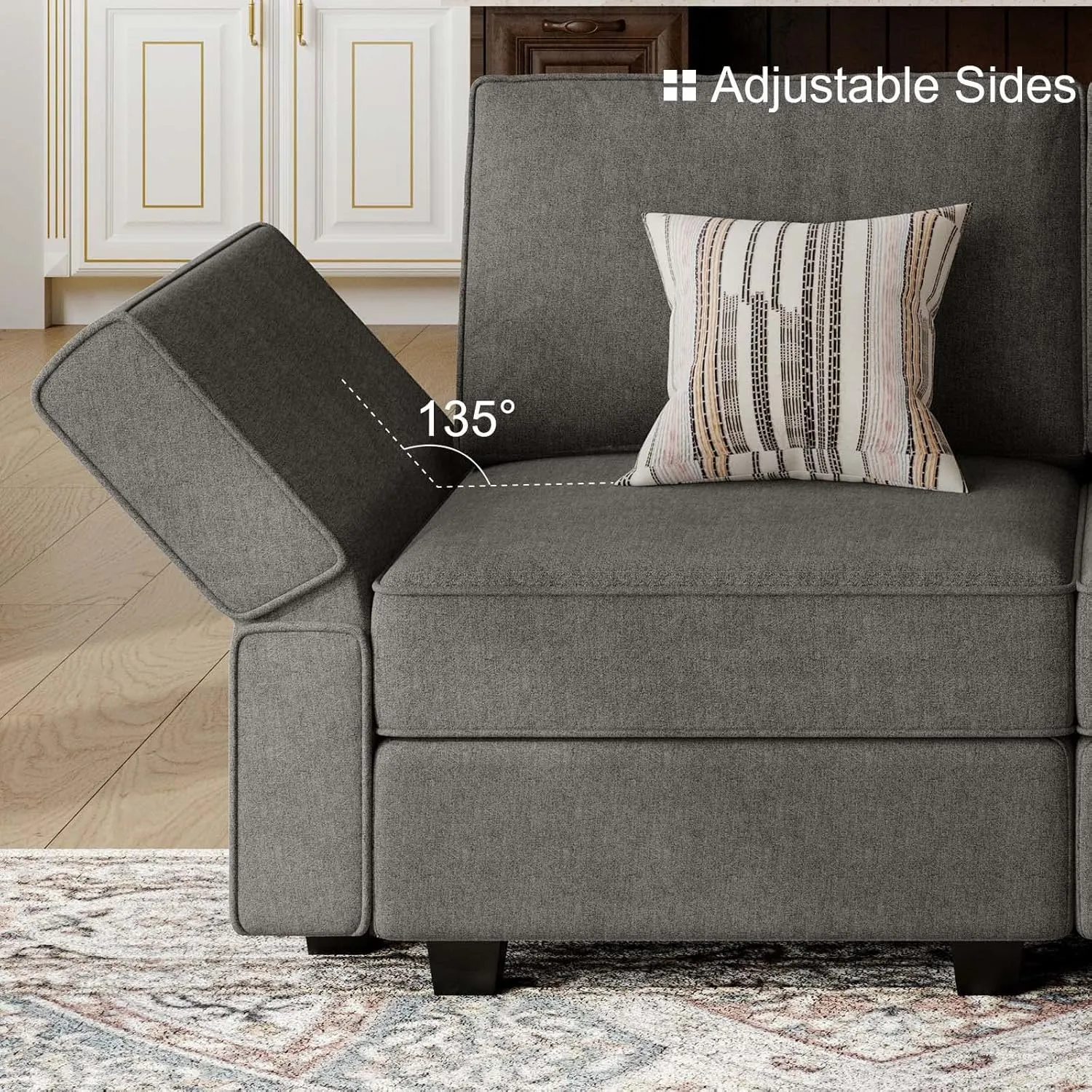 Belffin Modular Sectional Sleeper Sofa Couch Convertible Sectional Sofa Bed Couch. Light Grey