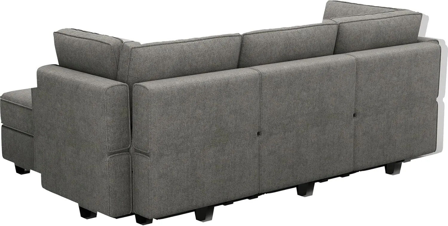 Belffin Modular Sectional Sleeper Sofa Couch Convertible Sectional Sofa Bed Couch. Light Grey