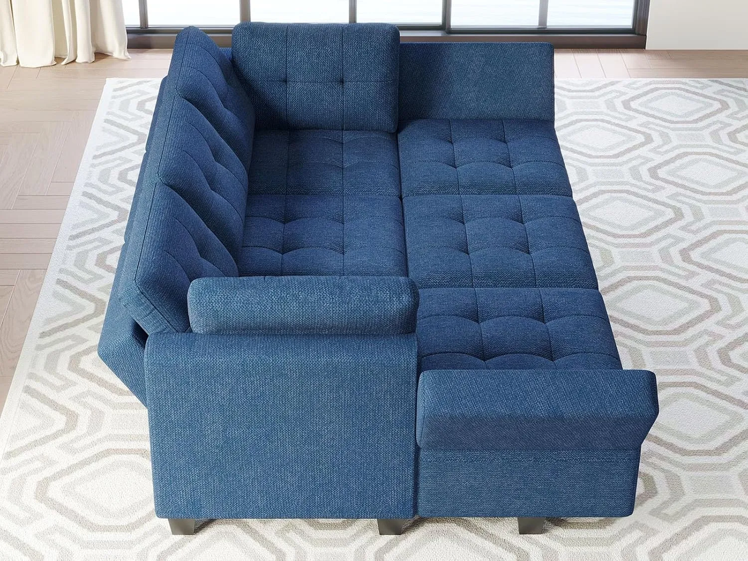 Belffin Modular Sectional Sofa with Storage Sectional Sleeper Couch Modular Sofa Bed for Living Room Blue