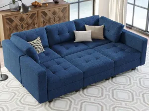 Belffin Modular Sectional Sofa with Storage Sectional Sleeper Couch Modular Sofa Bed for Living Room Blue