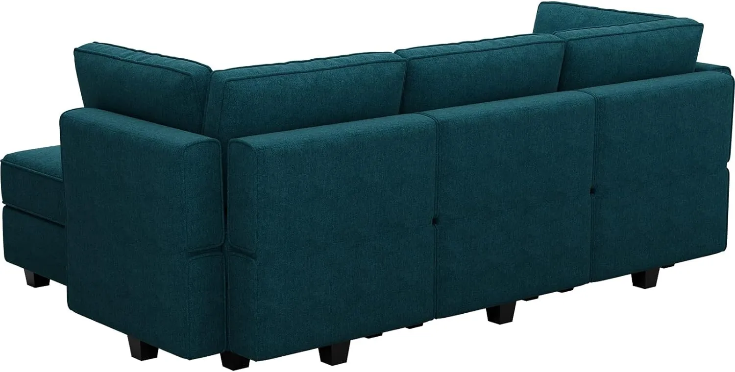 Belffin Modular Sofa Bed Modular Sectional Sleeper Sofa Convertible Sectional Couch Bed Set with Reversible Chaise Peacock Blue