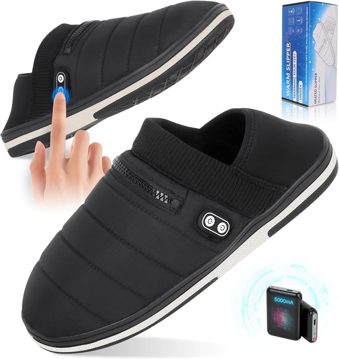 BIAL Heated Slippers - Unisex Electric Heating Pad for Feet, Rechargeable Battery Shoes, Cordless Heat Foot Warmer for Men Women, Cold Weather Winter Slippers