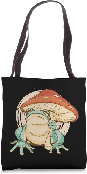 Big Frog with a Mushroom Umbrella Graphic Tote Bag