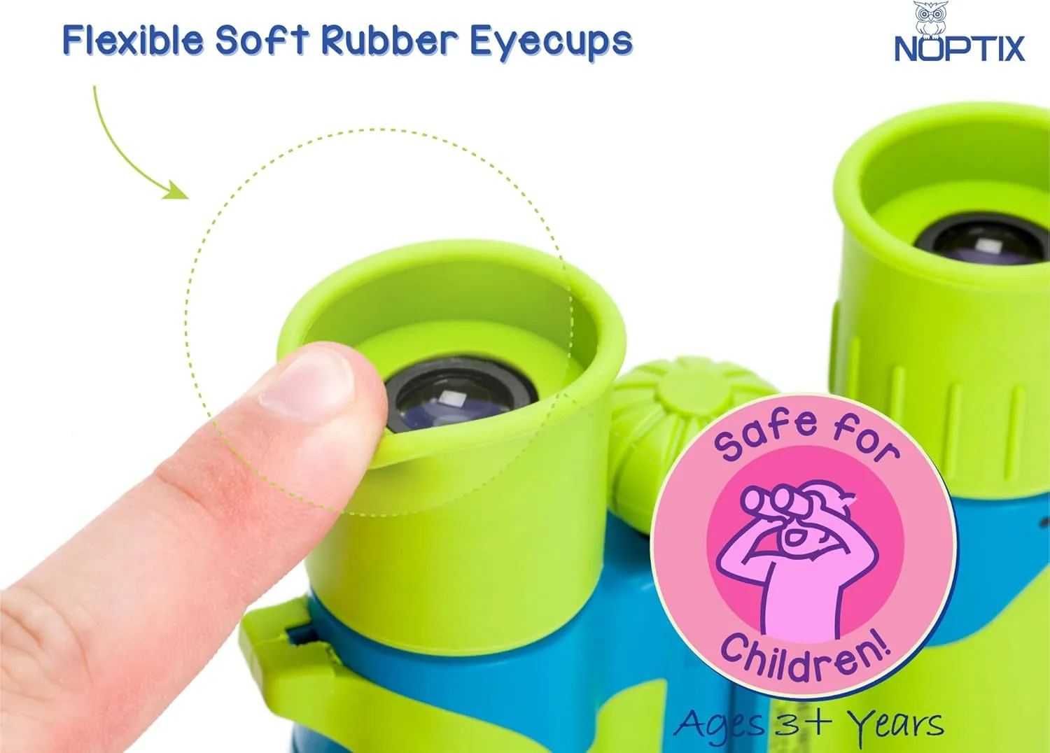 Binoculars for Kids, Girls or Boys Real Kids Binoculars in Vibrant Green Blue - Includes Sticker Book with 40 Bird Species - Kids Toys Small Binoculars, Toddler Binoculars