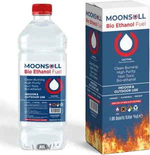 Bioethanol Fuel for Table top Fire Pit (1 Liter), Clean Burning, Ventless, Ethanol Fireplace Fuel, Denatured Alcohol, Bio Alcohol for Fireplaces, Stoves and Burners (1 Pack 1,06 Quart)