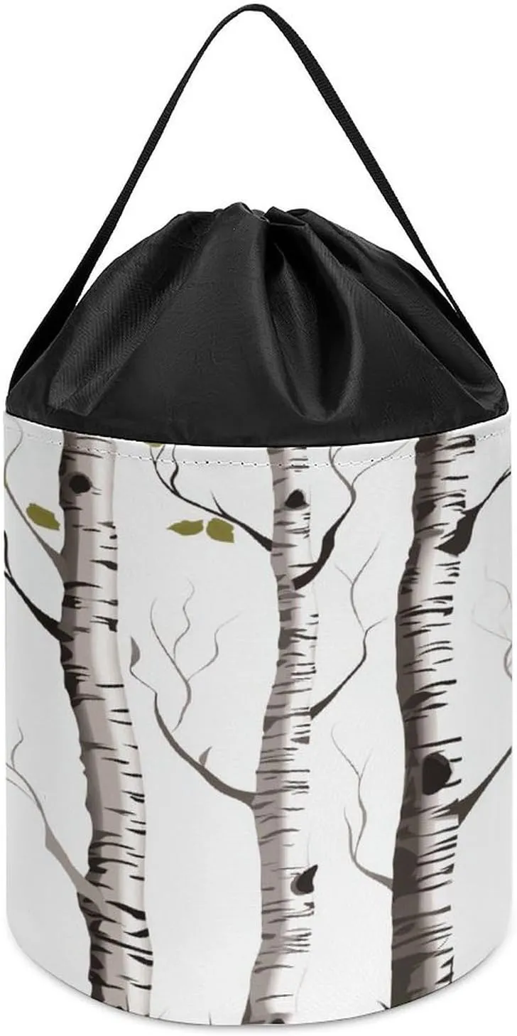 Birch Tree Printed Building Block Toy Storage Bag, Foldable Polyester Drawstring Storage Bag