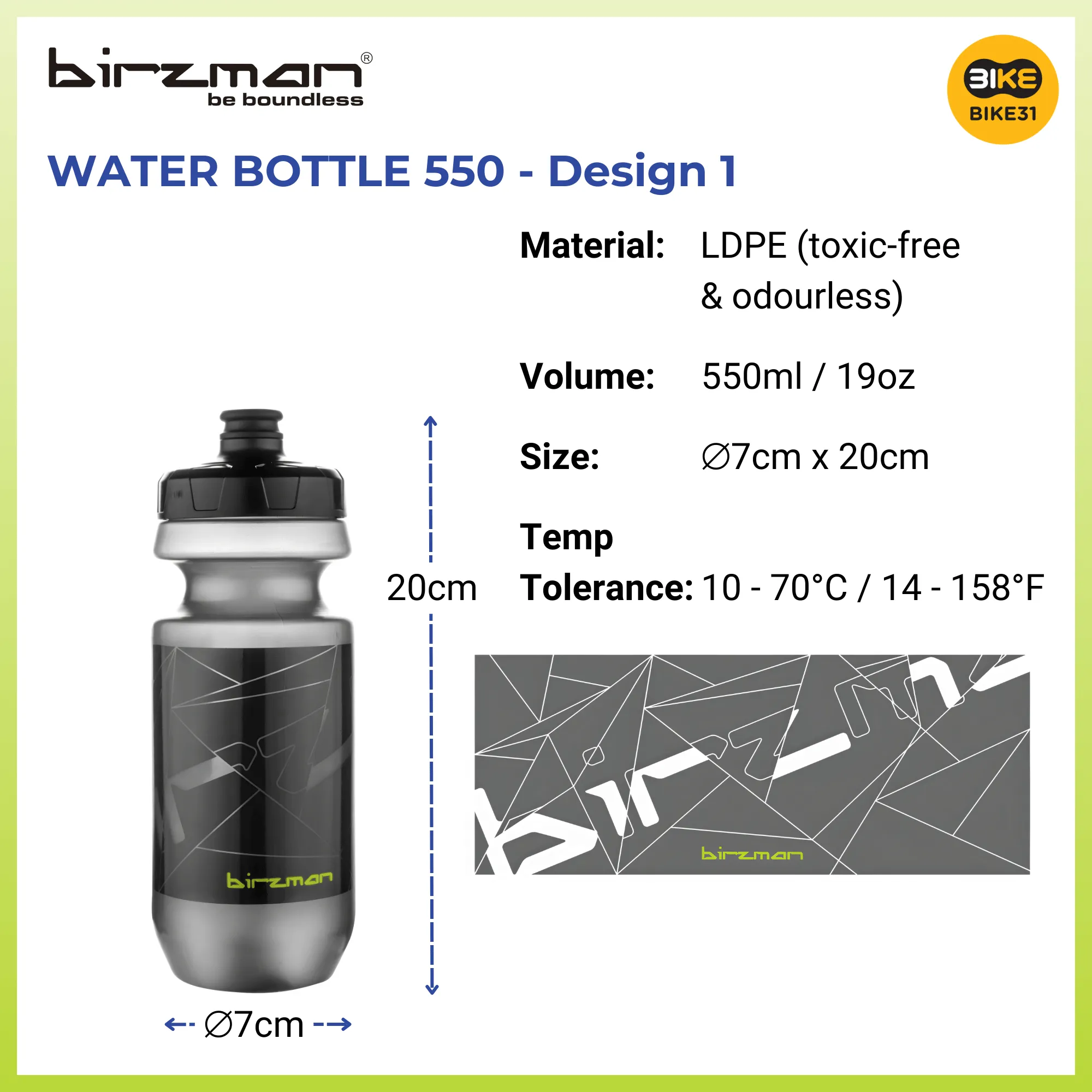 Birzman Water Bottle 550 (550ml)