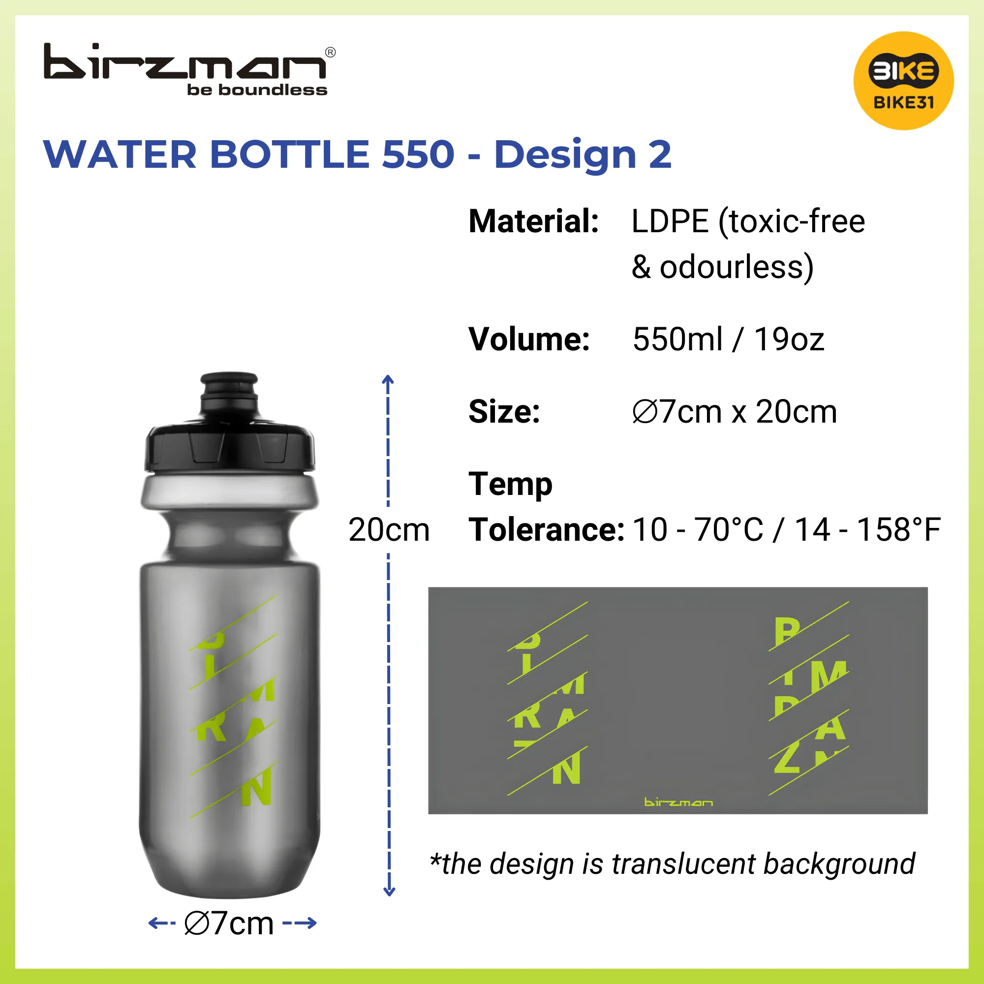 Birzman Water Bottle 550 (550ml)