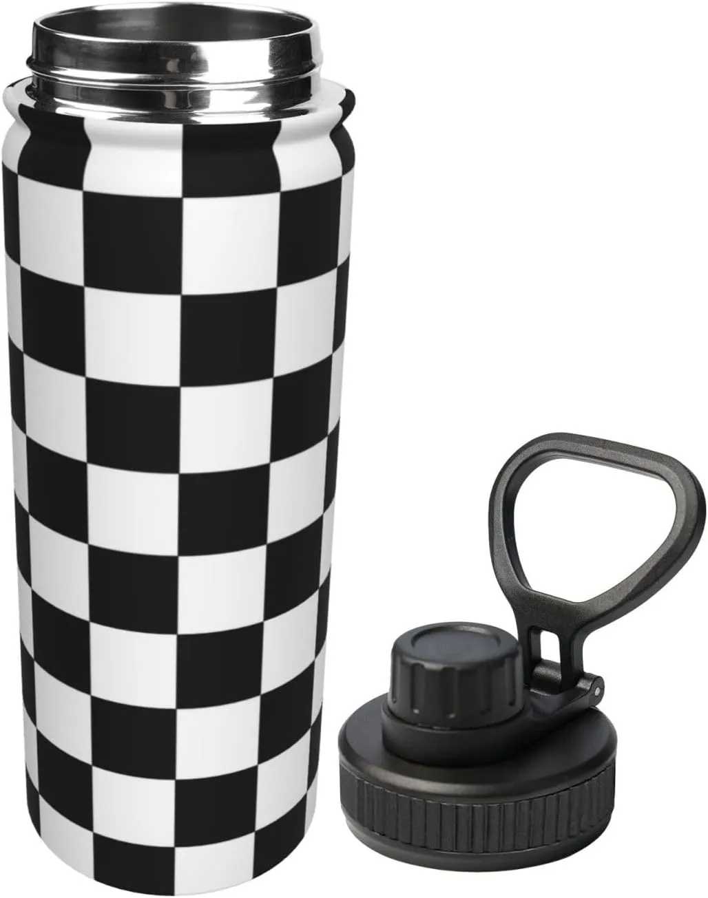 Black and White Racing 18 OZ Insulated Stainless Steel Bottles, Sports Water Tumbler with Lid Unisex Insulated Water Cup for Outdoor Sports Hiking Cycling﻿