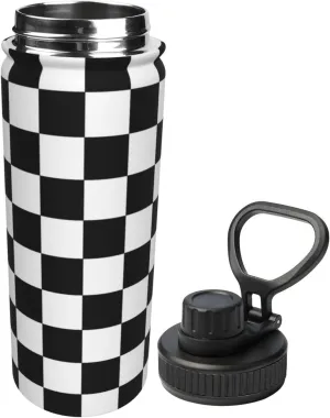 Black and White Racing 18 OZ Insulated Stainless Steel Bottles, Sports Water Tumbler with Lid Unisex Insulated Water Cup for Outdoor Sports Hiking Cycling﻿