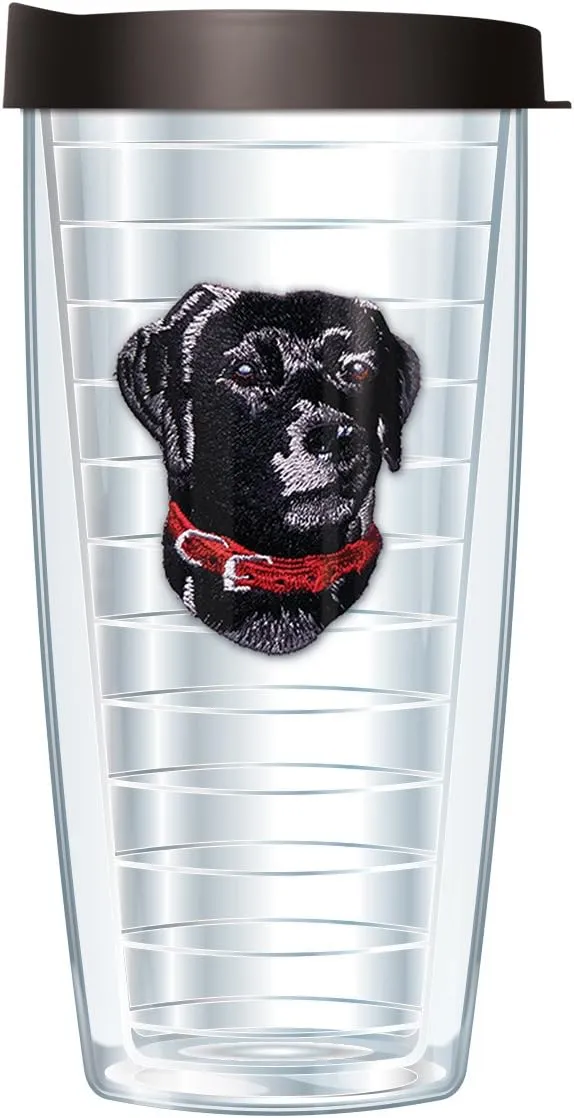 Black Lab Puppy Dog Face w/Black Lid Tumbler Cup 22 Oz | Fantastic Temperature Retention, Thermal Insulated! Dishwasher and Microwave Safe | BPA Free| Great Gift Idea