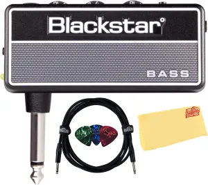 Blackstar amPlug2 Fly Bass Electric Bass Headphone Amplifier Bundle with Instrument Cable, Picks, and Austin Bazaar Polishing Cloth