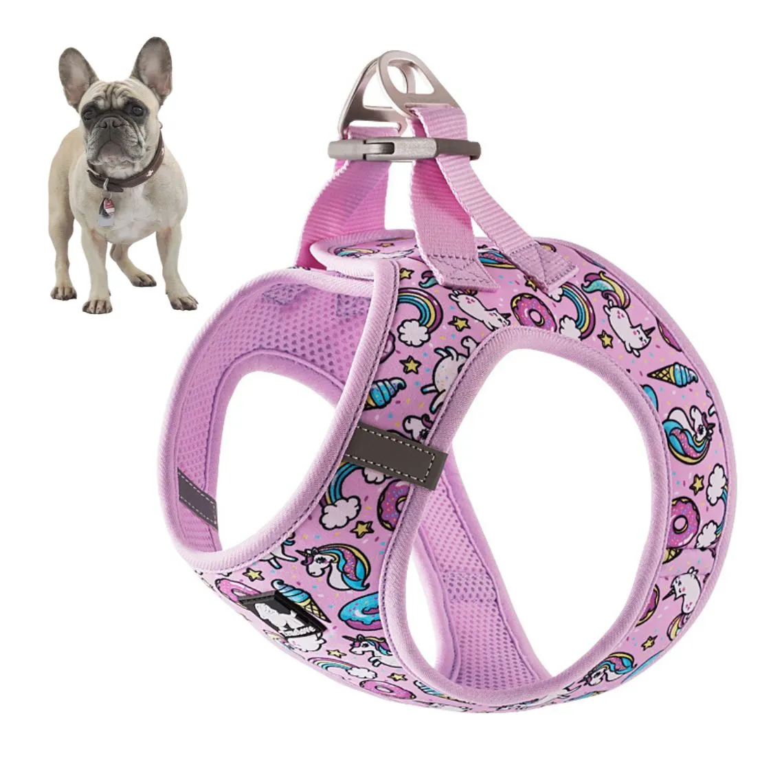 BloomPup Frenchie Floral Harness with Reflective Straps