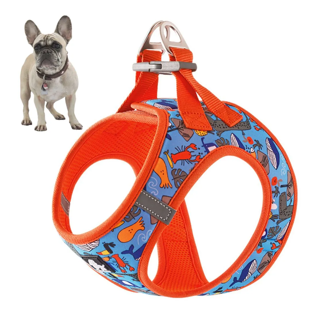 BloomPup Frenchie Floral Harness with Reflective Straps
