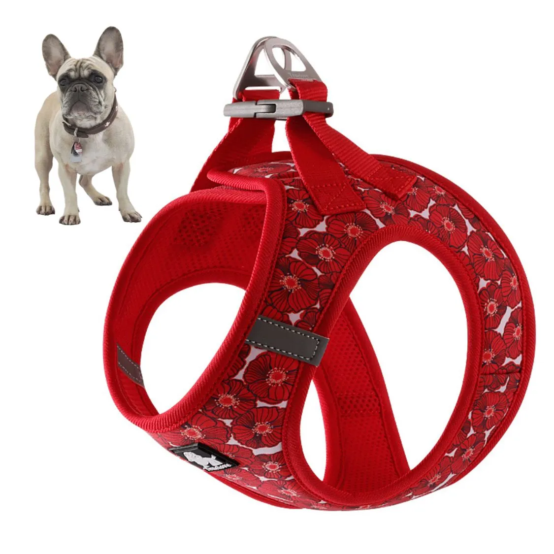 BloomPup Frenchie Floral Harness with Reflective Straps