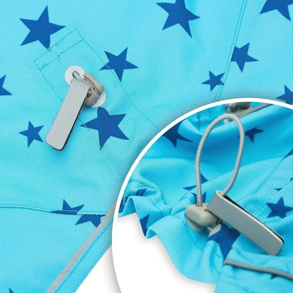 Blueberry Pet 20" Star Prints Lightweight Reflective Waterproof Dog Raincoat with Hood & Harness Hole, Blue, Outdoor Rain Gear Jacket 2 Legs for Large Dogs