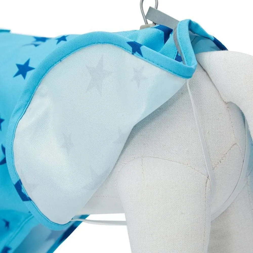 Blueberry Pet 20" Star Prints Lightweight Reflective Waterproof Dog Raincoat with Hood & Harness Hole, Blue, Outdoor Rain Gear Jacket 2 Legs for Large Dogs