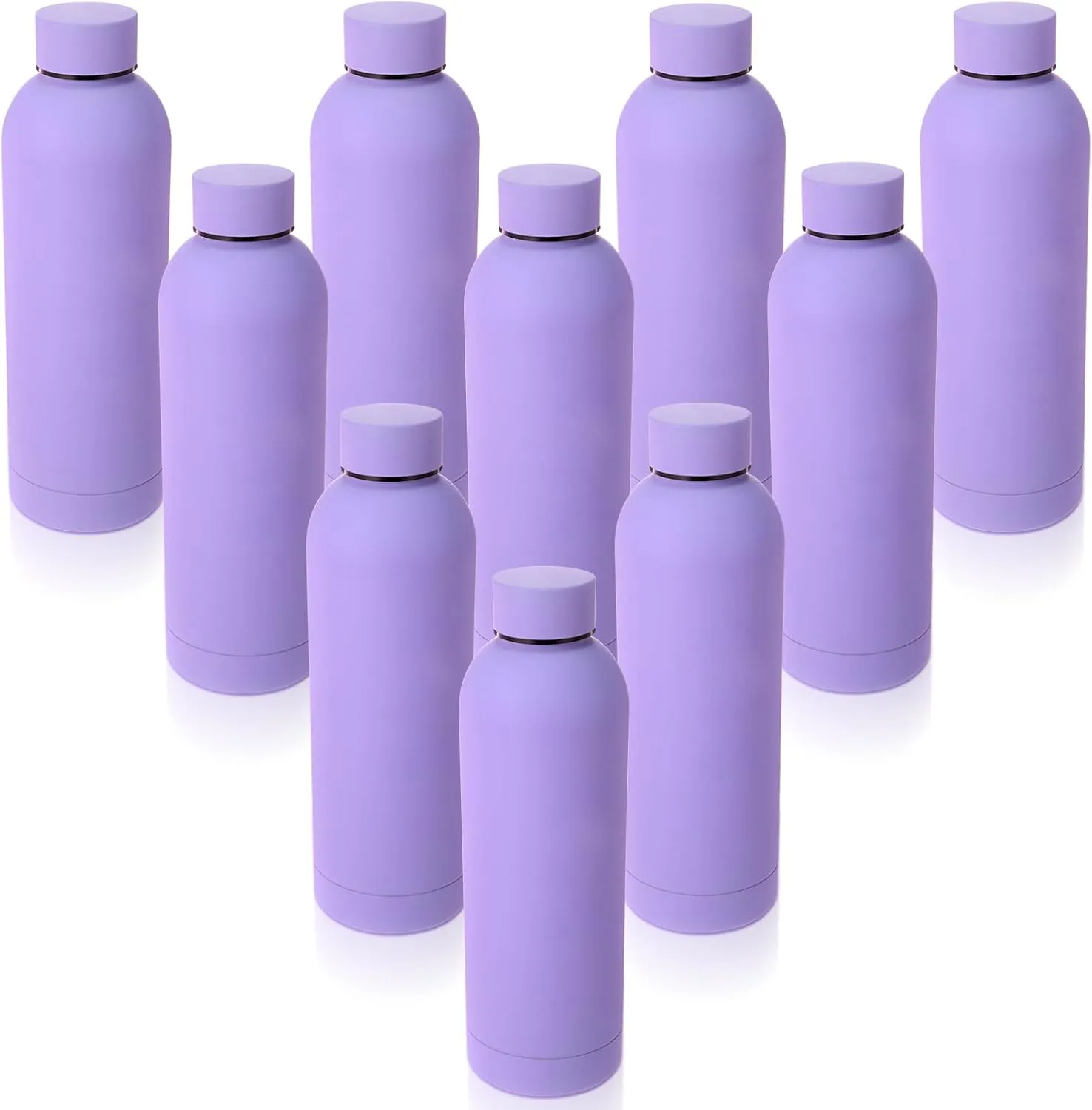 Bokon 10 Pcs Stainless Steel Water Bottle Bulk Double Layer Vacuum 17 oz Small Mouth Sport Insulated Metal Graduation Teacher CNA Gift Reusable Flask Leakproof Lid for Cyclist Runner