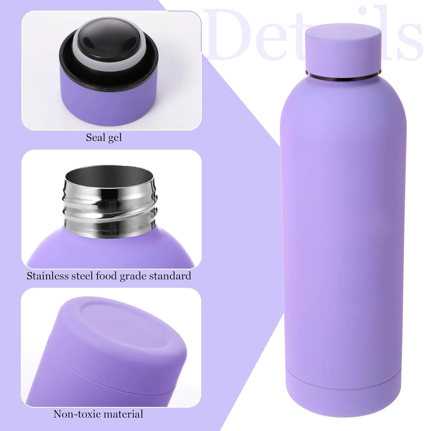Bokon 10 Pcs Stainless Steel Water Bottle Bulk Double Layer Vacuum 17 oz Small Mouth Sport Insulated Metal Graduation Teacher CNA Gift Reusable Flask Leakproof Lid for Cyclist Runner