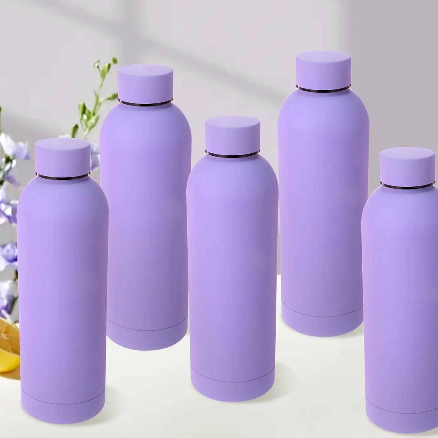 Bokon 10 Pcs Stainless Steel Water Bottle Bulk Double Layer Vacuum 17 oz Small Mouth Sport Insulated Metal Graduation Teacher CNA Gift Reusable Flask Leakproof Lid for Cyclist Runner