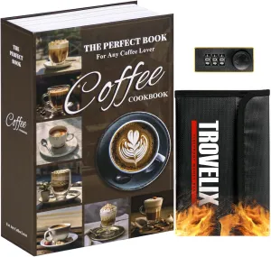 Book Safe with Combination Lock, Hidden Safe (9.5 x 6.2 x 2.2 Inch) with Fireproof Bag, Secret Diversion Safe, Hollow Book Box Hidden Storage, Money Safe Box for Cash (COFFEE)