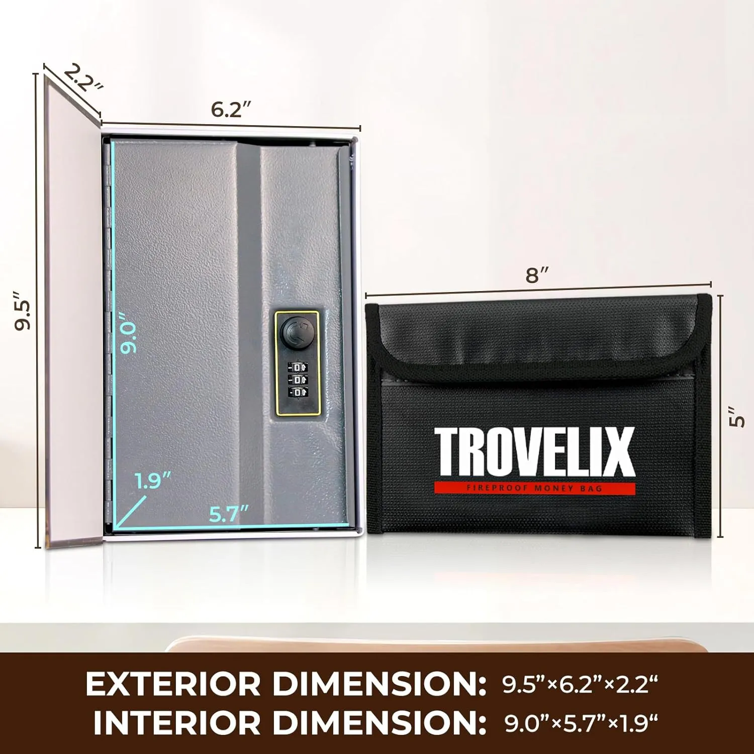 Book Safe with Combination Lock, Hidden Safe (9.5 x 6.2 x 2.2 Inch) with Fireproof Bag, Secret Diversion Safe, Hollow Book Box Hidden Storage, Money Safe Box for Cash (COFFEE)