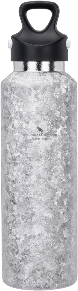 Boundless Voyage Titanium Vacuum Water Bottle Double-Walled Insulated Cup Lightweight and Leak-Proof Travel Outdoor Office School Sport Bottle (600ml silver)