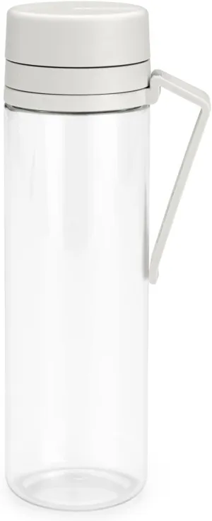Brabantia Make & Take Water Bottle with Fruit Sieve (Light Gray) 17 fl oz Travel Drinking Bottle with Handle/Belt Clip & Infuser, BPA-Free, Leakproof, Dishwasher Safe