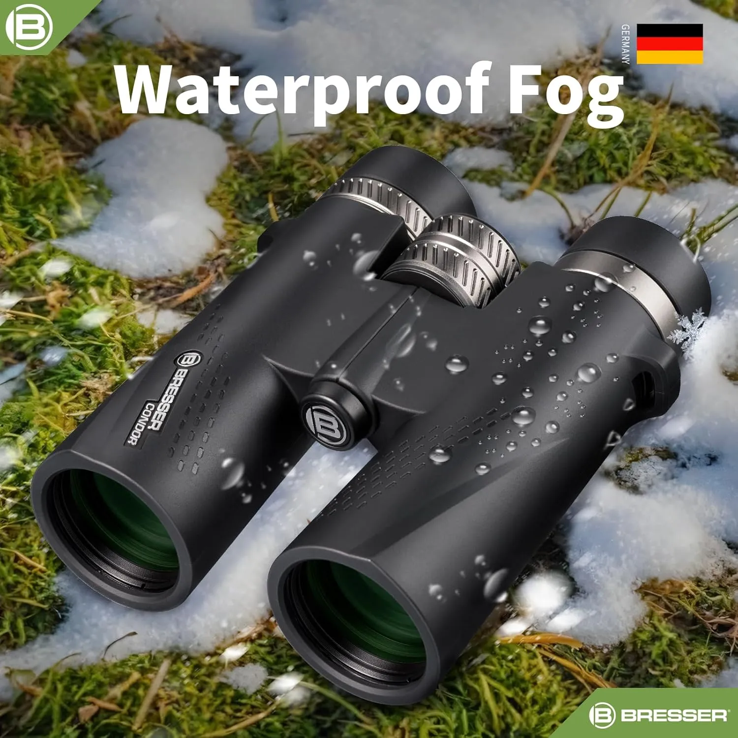 BRESSER 8x25 Binoculars for Adults High Powered with HD Optical System, FMC Green Film BAK4 Prism, Non-Slip Grip, Waterproof, Fogproof, Shockproof for for Hunting Bird Watching Travel Football Games