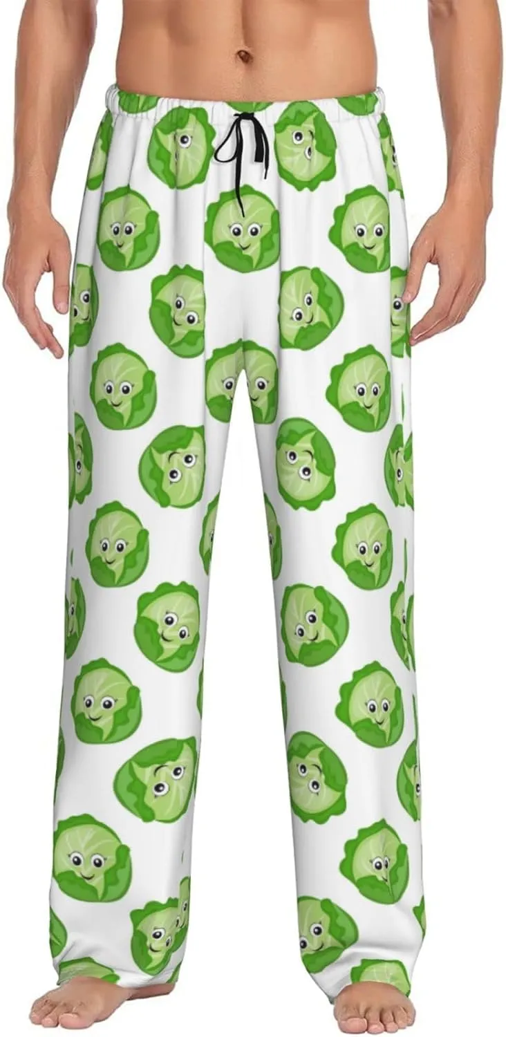 Bright Cabbage Cute Eyes Funny Mens Pj Pants,Soft Men Lounge Pants,Mens Pajama Pants Bottoms,Sleep Pants For Men