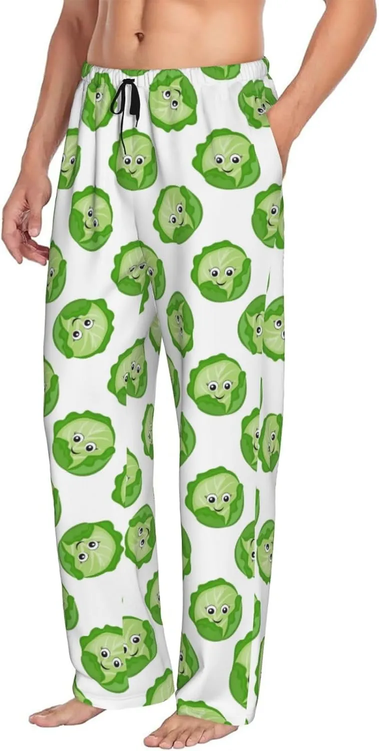 Bright Cabbage Cute Eyes Funny Mens Pj Pants,Soft Men Lounge Pants,Mens Pajama Pants Bottoms,Sleep Pants For Men