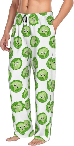 Bright Cabbage Cute Eyes Funny Mens Pj Pants,Soft Men Lounge Pants,Mens Pajama Pants Bottoms,Sleep Pants For Men