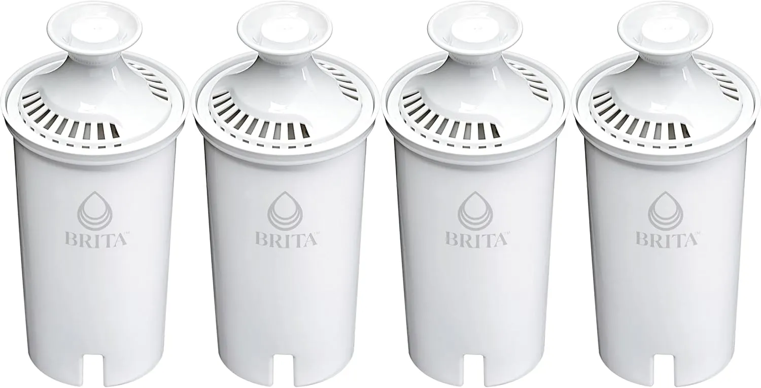 Brita Small 6 Cup Water Filter Pitcher, Made Without BPA, White, Metro, 4 Count Standard Replacement Filters